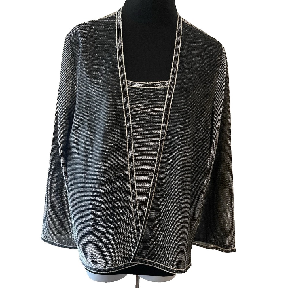 Vintage R&K Separate Silver Metallic Sparkle Twinset Jacket wedding cruise Sz 16